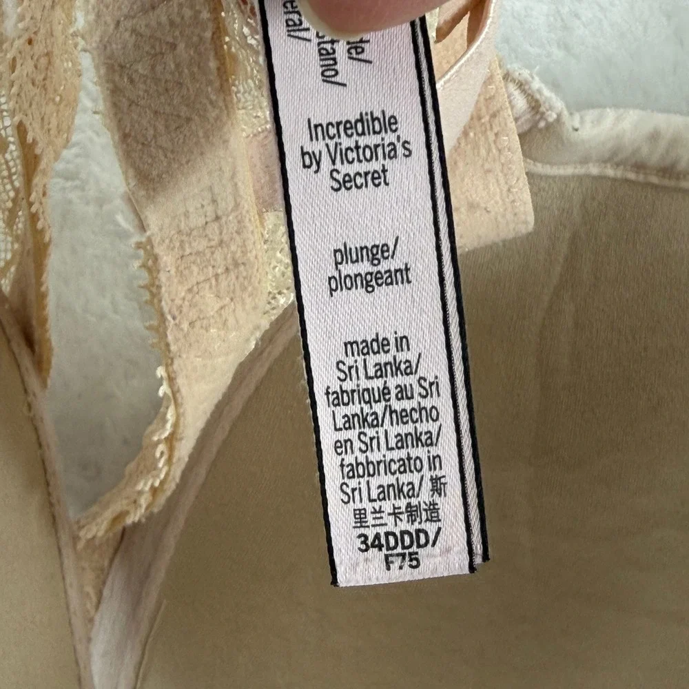 Victorias Secret T Shirt Bra Beige Lace Push Up Underwire Adjustable Straps 34F3